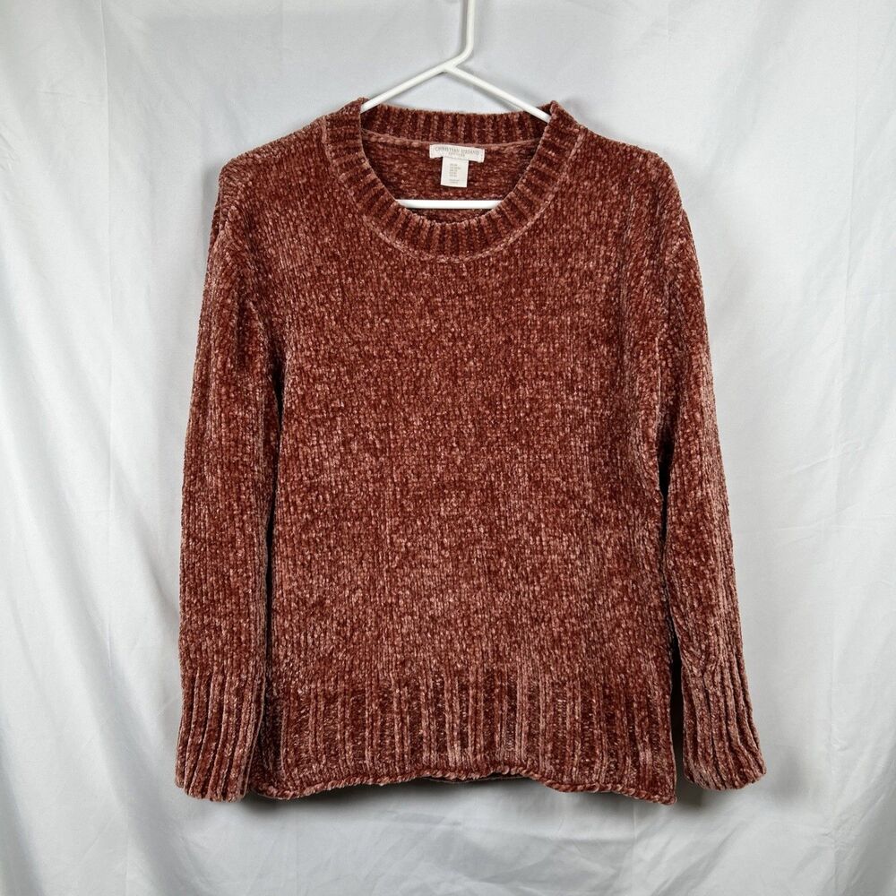 Christian Siriano New York Chenille Orange Brown Pullover Sweater Size Medium